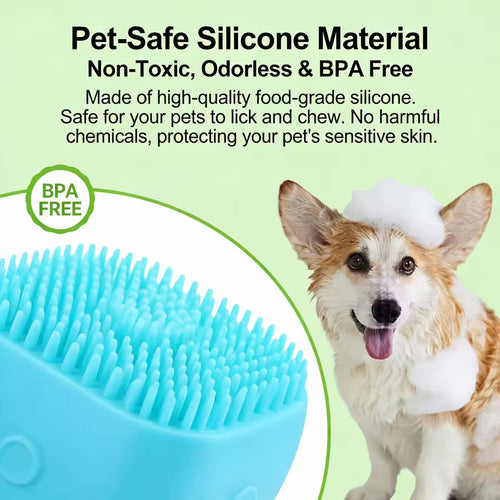 2-In-1 Pet Bath & Massage Brush With Shampoo Storage Silicone Dog Cat Grooming Tool For Puppy Sensitive Skin