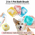 2-In-1 Pet Bath & Massage Brush With Shampoo Storage Silicone Dog Cat Grooming Tool For Puppy Sensitive Skin