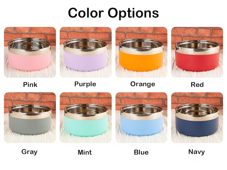 Engraved Stainless Steel Pet Bowl: Custom Insulated Dog Food and Water Bowl